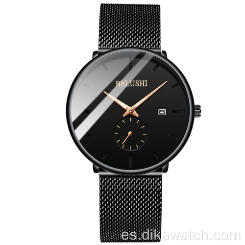 BELUSHI B-017 nuevo reloj para hombre de negocios informal de cuarzo reloj de pulsera barato impermeable cinturón de malla luminosa moda de moda